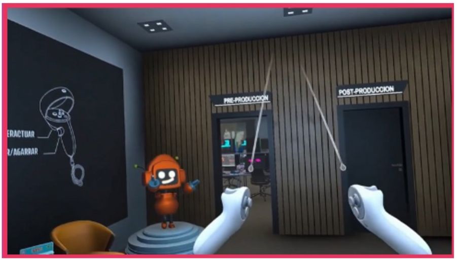 Imagen donde aparecen unos mandos dentro de un videojuego con dos posibles puertas: pro-producción o port-producción