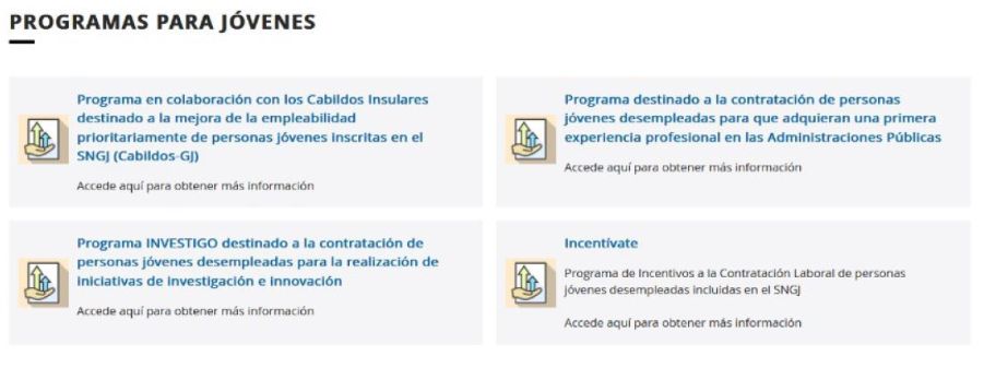 Infográfico que muestra 4 programas detinados a jóvenes