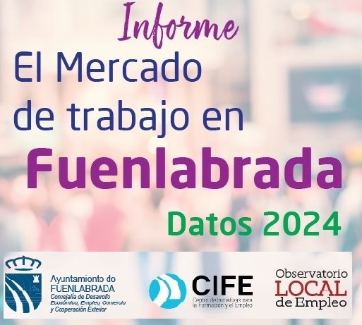 Imagen promocional del Informe de Mercado de Trabajo de Fuenlabrada con los logos de las entidades participantes