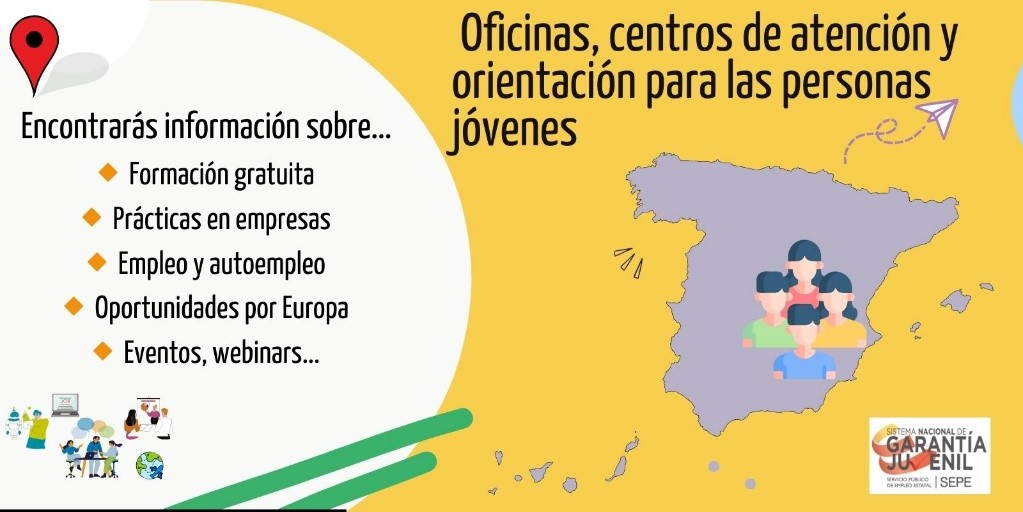 Mapa de oficinas y centros de atención y orientación de Garantía Juvenil